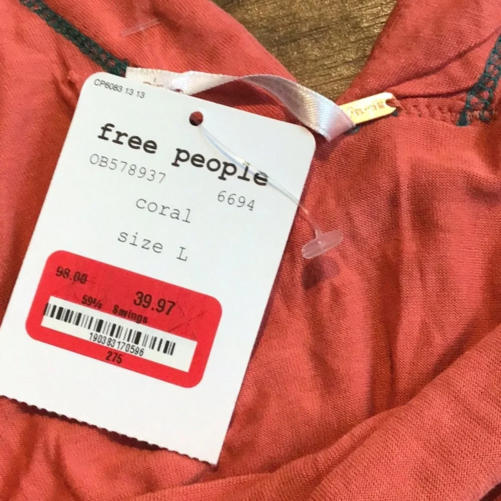 Free People Coral Mayfair top NWT halter tie neck